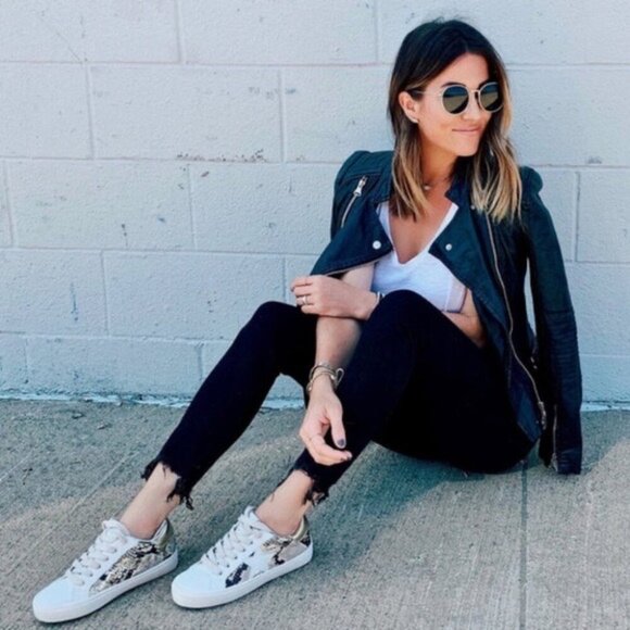 Steve Madden 'Sienna' Multi Snake Sneakers White Leather  Multi-snake, Sz 6 - Picture 3 of 15